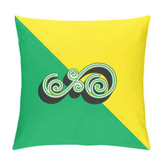 Personality  Asymmetrical Floral Design Of Spirals Green And Yellow Modern 3d Vector Icon Logo Pillow Covers