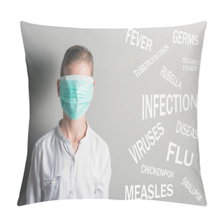 Personality  Boy In The Medical Mask Covered His Face Next To The Name Of Dis Pillow Covers
