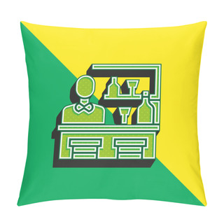 Personality  Bar Green And Yellow Modern 3d Vector Icon Logo Pillow Covers