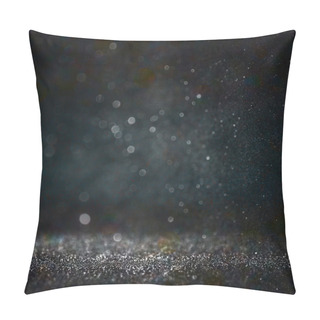 Personality  Glitter Vintage Lights Background. Gold, Silver, Blue And Black. De-focused. Pillow Covers