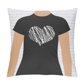 Personality  Black And White Heart On A T-shirt Template Pillow Covers
