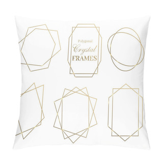 Personality  Set Of Crystal Shiny Geometry Golden Frames Isolated On White Background, Vector, Illustration Pillow Covers