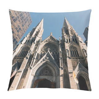 Personality  Low Angle View Of St. Patrick's Cathedral In New York City Pillow Covers