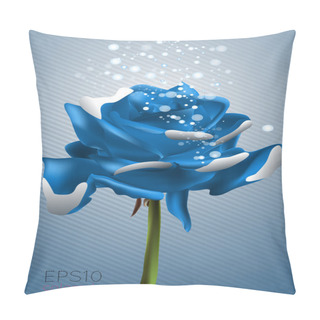 Personality  Beautiful Blue Rose, Vector Illustration Pillow Covers