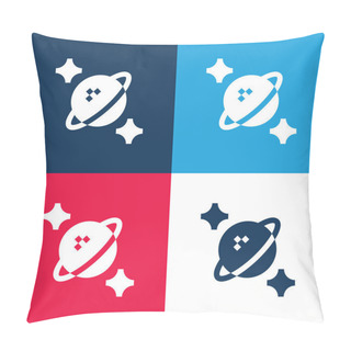 Personality  Astrophysics Blue And Red Four Color Minimal Icon Set Pillow Covers