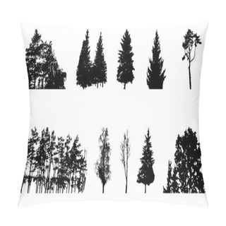 Personality  Set Of Tree Silhouette Isolated On White Backgorund. Vecrtor Ill Pillow Covers