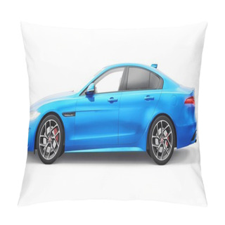 Personality  Tula, Russia. February 3, 2022: Jaguar XE R Dynamic 2020. Blue Premium Sports Sedan. 3D Illustration. Pillow Covers