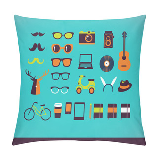 Personality  Hipster Concept Icon Set Pillow Covers