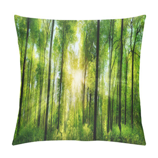Personality  Forest Panorama With Rays Of Sunlight Pillow Covers
