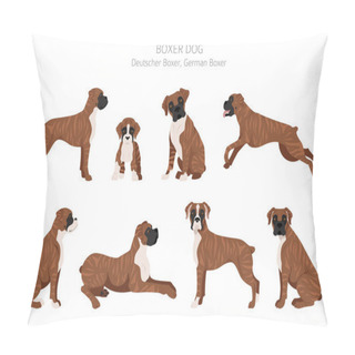 Personality  Boxer Dog Clipart. Different Poses, Coat Colors Set.  Vector Illustration Pillow Covers