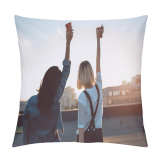Personality  Women Relaxing On Roooftop Pillow Covers