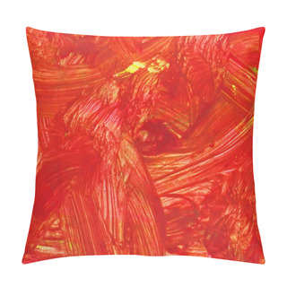 Personality  An Abstract Gouache Painting. Red Grunge Brush Strokes Gouache Paint. Colorful Textured Background. Pillow Covers