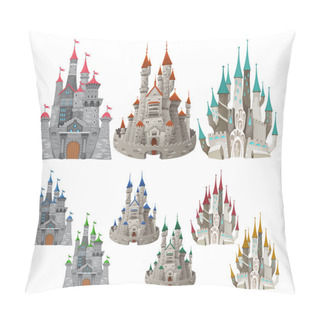 Personality  Set Of Medieval Castles In Different Colors. Pillow Covers