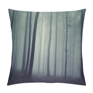 Personality  Silhouettes Of Trees In A Dark Forest With Fog Pillow Covers