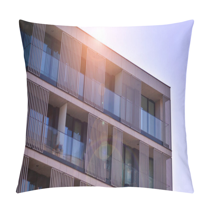 Personality  Modern constructed real estate located in downtown. Building with apartments. pillow covers