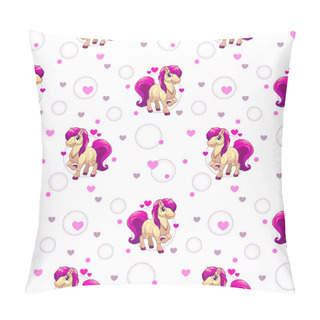 Personality  Cute Seamless Pattern With Little Cartoon Horse Pillow Covers