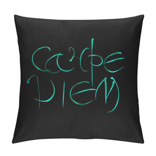 Personality  Carpe Diem. Latin Translation Seize The Moment. Hand-lettering Calligraphy. Pillow Covers