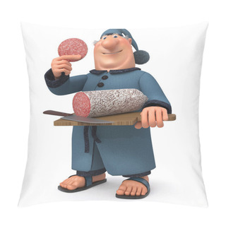 Personality  The 3d Illustration The Businessman With Sausage And A Knife Pillow Covers