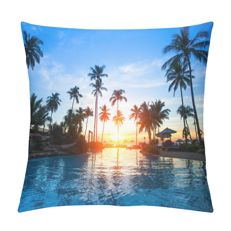 Personality  Beautiful sunset at a beach resort in tropics pillow covers