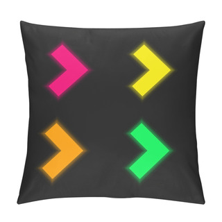 Personality  Backward Arrow Four Color Glowing Neon Vector Icon Pillow Covers