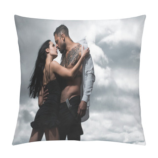 Personality  Shirtless Muscular Man Embracing Kissing Girlfriend. Young Couple In Love. Sexy Passionate Couple Hugging. Sensual Couple Posing Together In Studio. Handsome Young Latin And Hispanic Lovers. Pillow Covers
