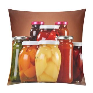 Personality  Jars With Fruity Compotes And Jams. Preserved Fruits Pillow Covers