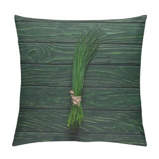 Personality  Top View Of Bunch Of Chives On Wooden Table, Healthy Eating Concept Pillow Covers