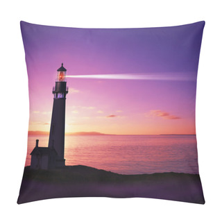 Personality  Lighthouse Searchlight Beam Through Marine Air At Night Pillow Covers