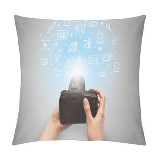 Personality  Hand Photo Shooting With Photo Ideas Concept Pillow Covers