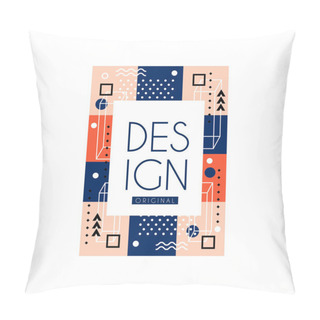 Personality  Creative Poster With Geometric Ornament. Colorful Abstract Pattern. Trendy Memphis Style. Place For Text. Vector Design For Web Banner, Invitation Or Greeting Card Pillow Covers