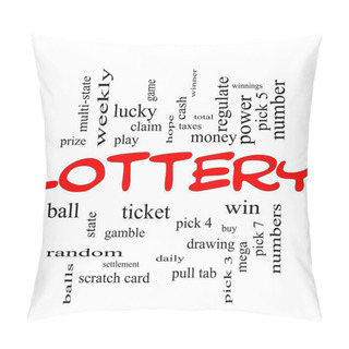 Personality  Lottery Word Cloud Concept In Red Caps Pillow Covers