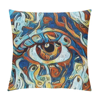 Personality  Artistic Vision Series. Models Eye Rendered In Abstract Painting Style On Subject Of Inner World, Creativity And Art Pillow Covers