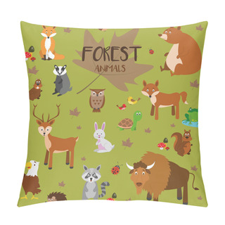 Personality  Vector Illustration Set Of Forest Animals. Pillow Covers