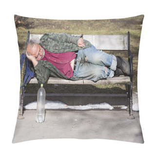 Personality  Homeless Man Sleeping On A Bench Pillow Covers