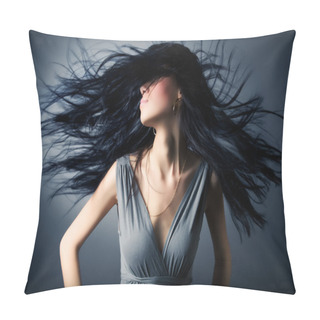 Personality  Woman With Fluttering Hair Pillow Covers