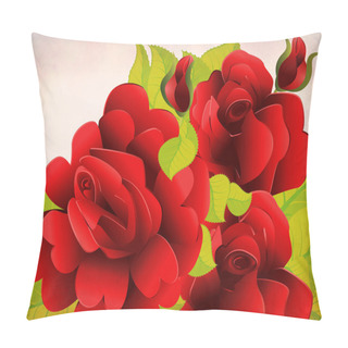 Personality  Grunge Red Roses With Leaves Pillow Covers