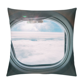 Personality  Plane Window With Blue Sunny Sky View Pillow Covers