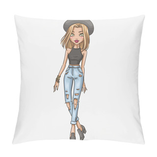 Personality  Hand Drawn Fashion Girl Illustration Pillow Covers