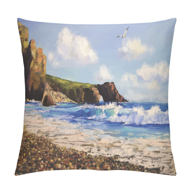 Personality  Sea landscape with seagull pillow covers