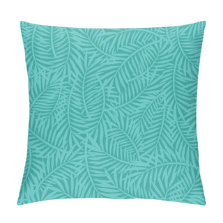 Personality  Scattered Palm Leaves Seamless Texture Background. Simple Summer Vector Pattern With Palm Tree Branches. Bright Turquoise And Green Textile And Paper Design. Pillow Covers