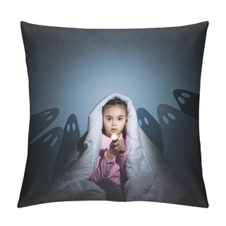 Personality  Girl Under The Covers With A Flashlight Pillow Covers