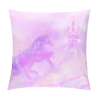 Personality  Castle In The Clouds And Beautiful Unicorn Pillow Covers