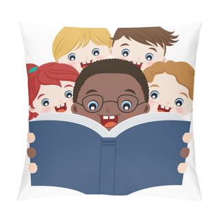 Personality  Multicultural Children Reading Book Pillow Covers