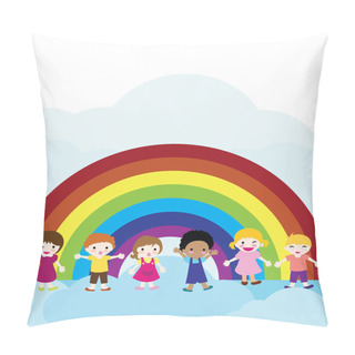 Personality  Happy Children With Rainbow Pillow Covers