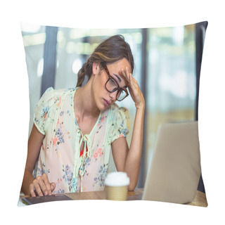 Personality  Frustrated Graphic Designer Looking At Laptop Pillow Covers