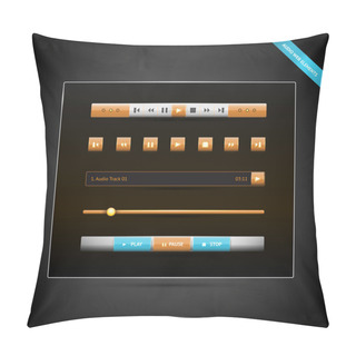 Personality  Media Control Navigation Panel. Video Web Elements. Vector Illustration Pillow Covers