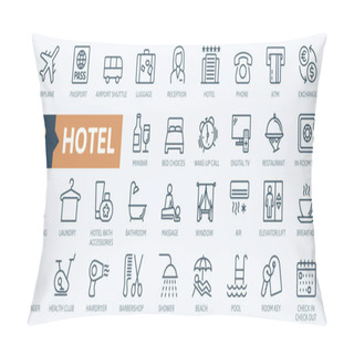 Personality  Hotel Elements - Thin Line Web Icon Set. Outline Icons Collection. Simple Vector Illustration. Pillow Covers