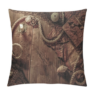 Personality  Sea Concept On A Wooden Table Background  Pillow Covers
