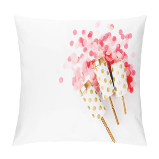 Personality  Confetti Shots Out On White Background  Pillow Covers