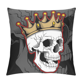 Personality  Vector Illustration Skull Wearing A King Crown Pillow Covers